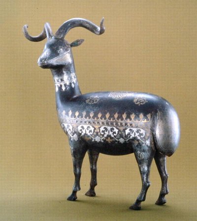 Damascene Ware Goat by Pakistani School